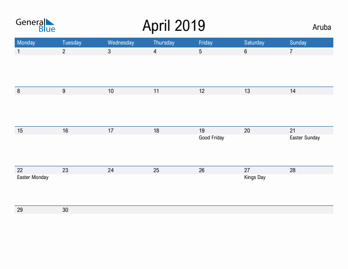 Fillable April 2019 Calendar