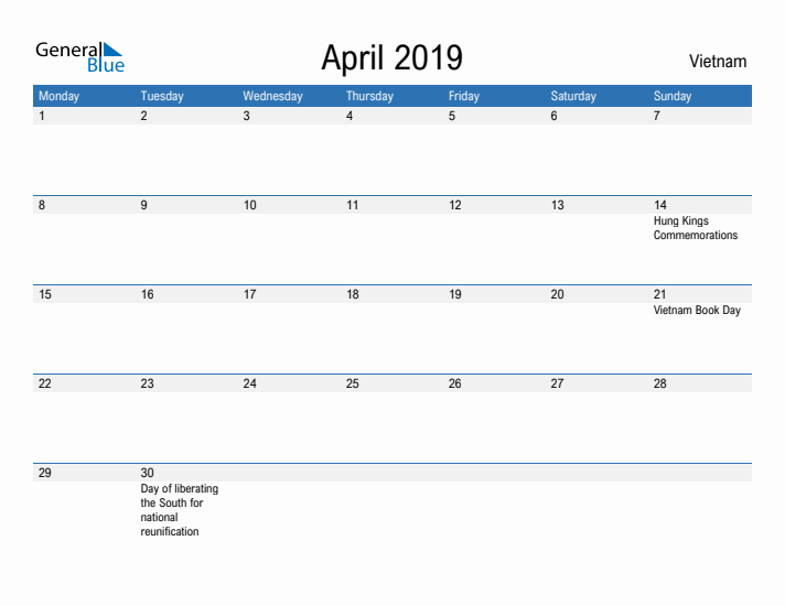 Fillable April 2019 Calendar