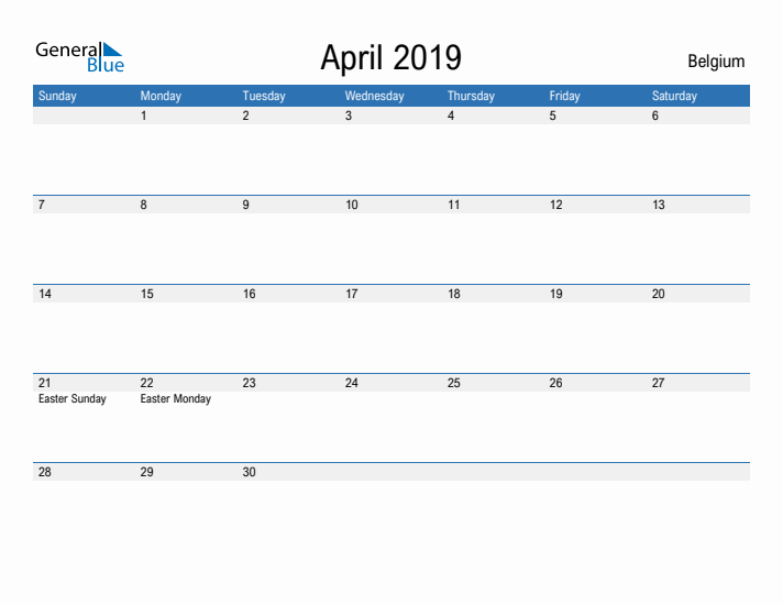 Fillable April 2019 Calendar