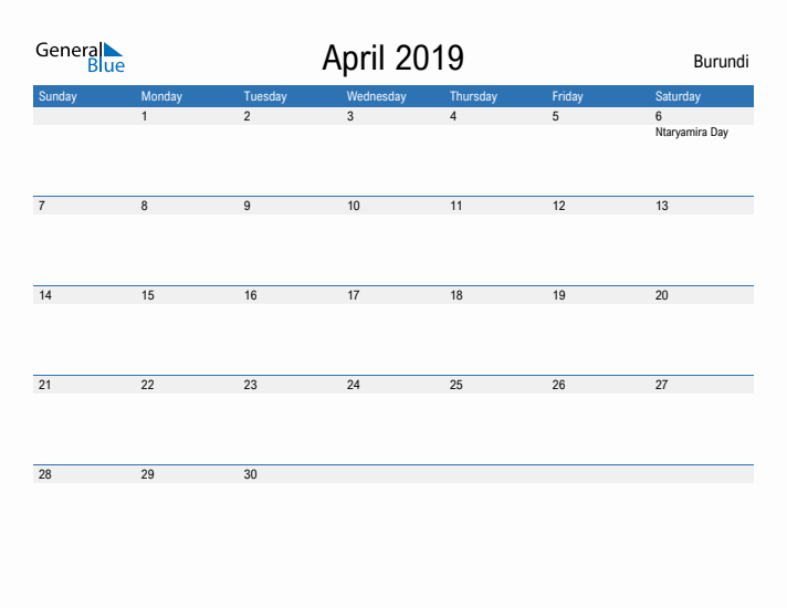 Fillable April 2019 Calendar