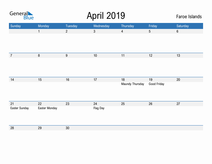 Fillable April 2019 Calendar