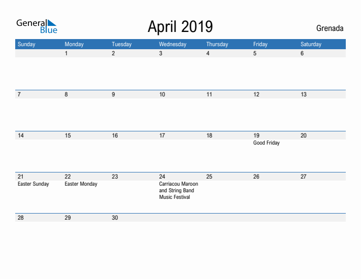 Fillable April 2019 Calendar