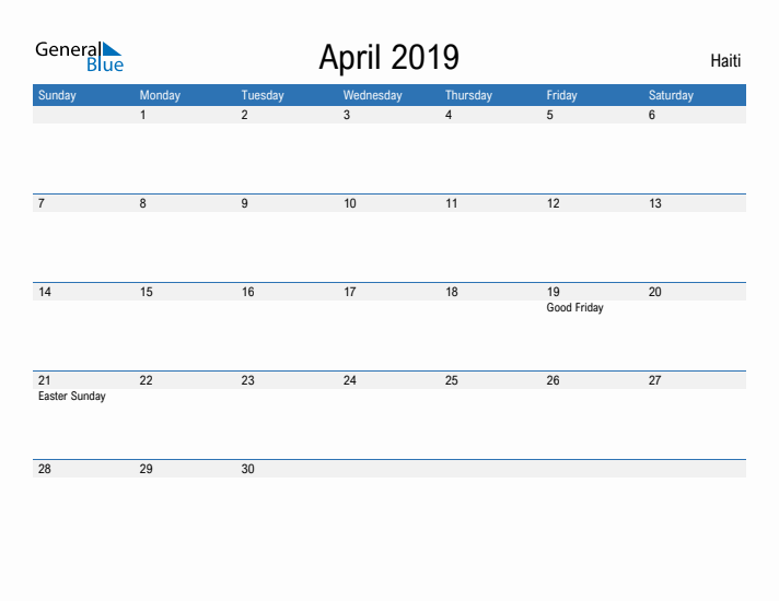 Fillable April 2019 Calendar