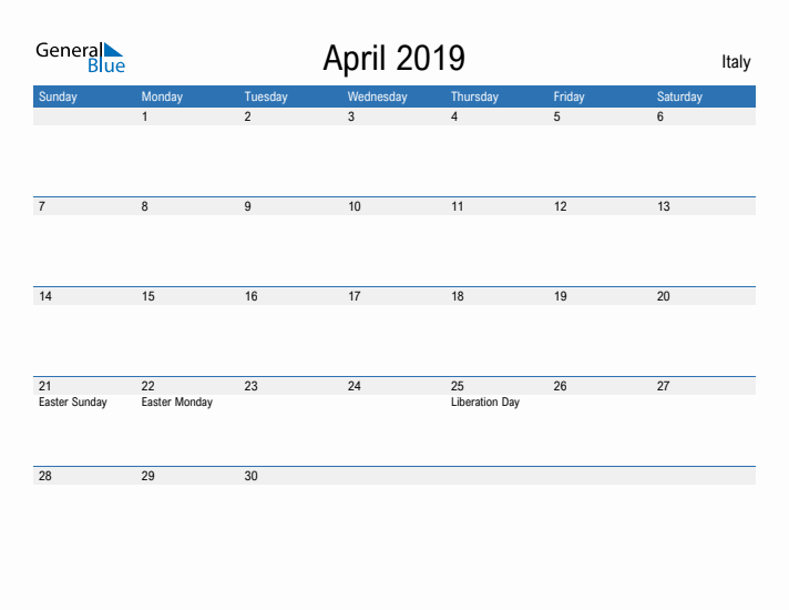 Fillable April 2019 Calendar