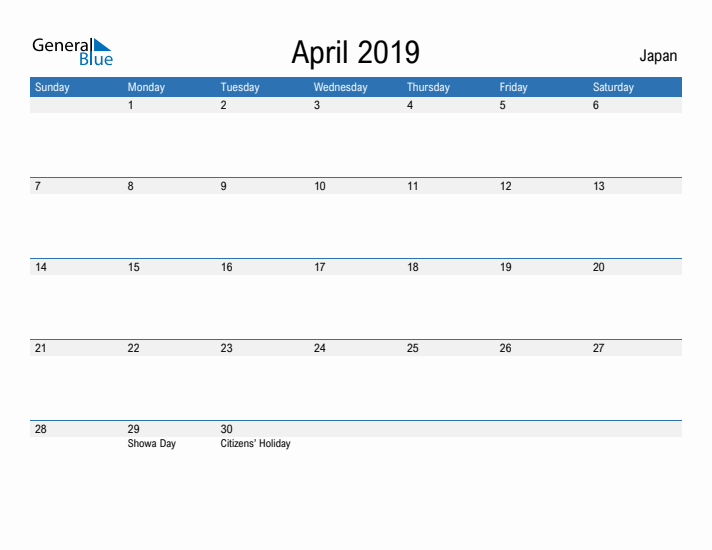 Fillable April 2019 Calendar