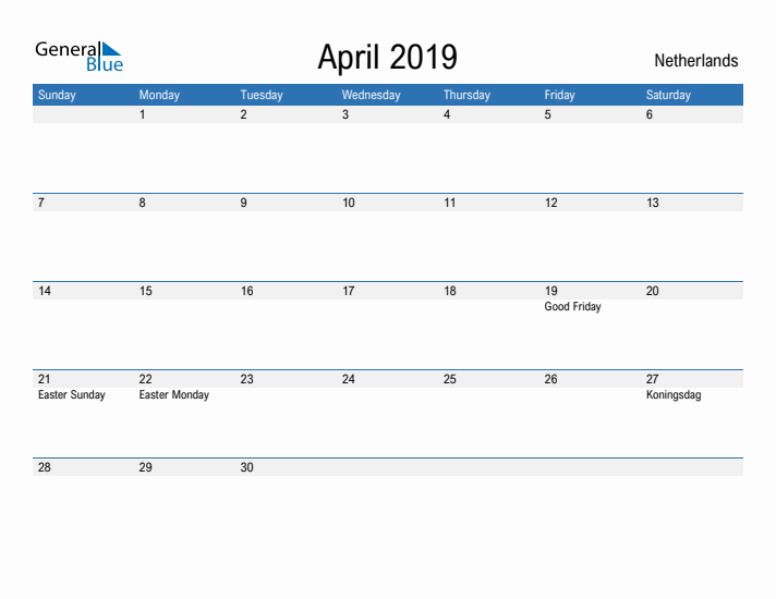 Fillable April 2019 Calendar