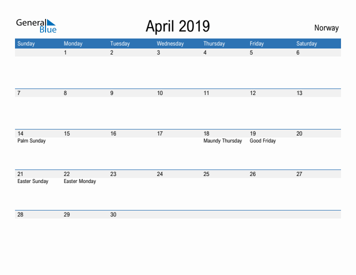 Fillable April 2019 Calendar