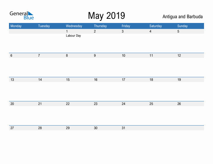 Fillable May 2019 Calendar