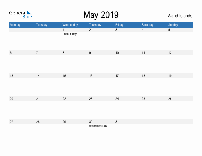 Fillable May 2019 Calendar