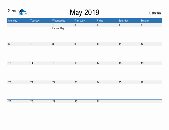 Fillable May 2019 Calendar