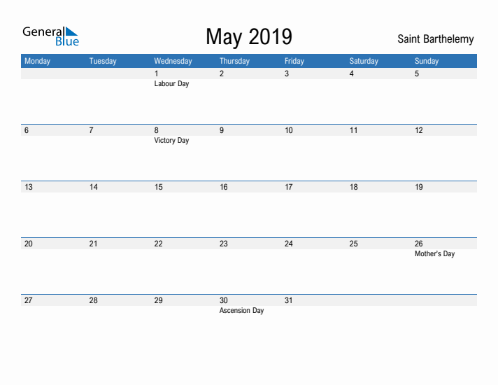 Fillable May 2019 Calendar