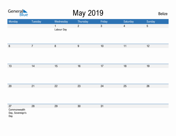 Fillable May 2019 Calendar