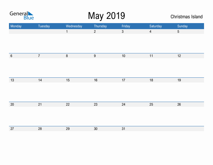 Fillable May 2019 Calendar