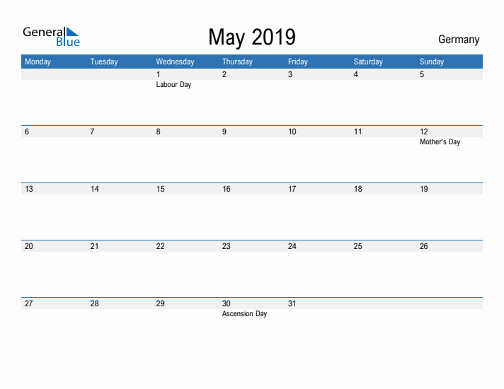 Fillable May 2019 Calendar