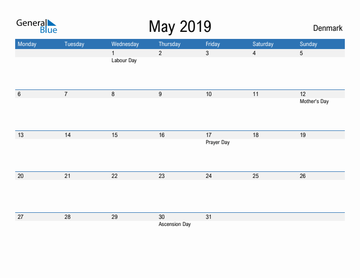 Fillable May 2019 Calendar