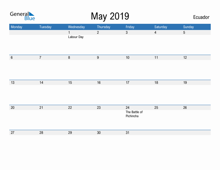 Fillable May 2019 Calendar