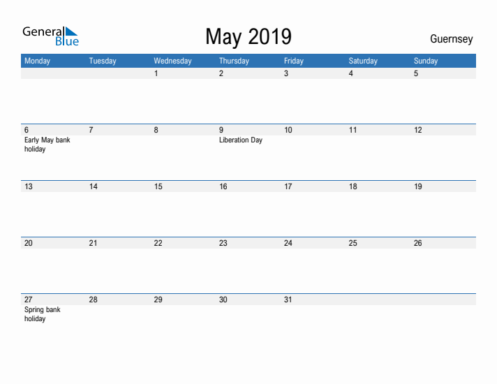 Fillable May 2019 Calendar