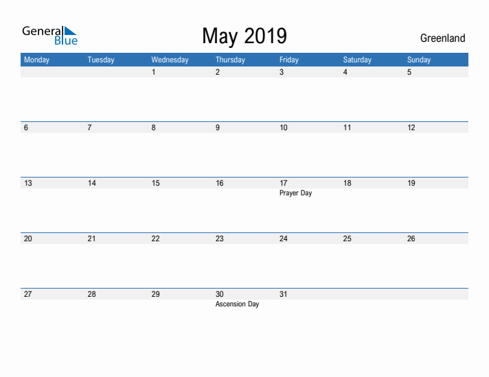 Fillable May 2019 Calendar