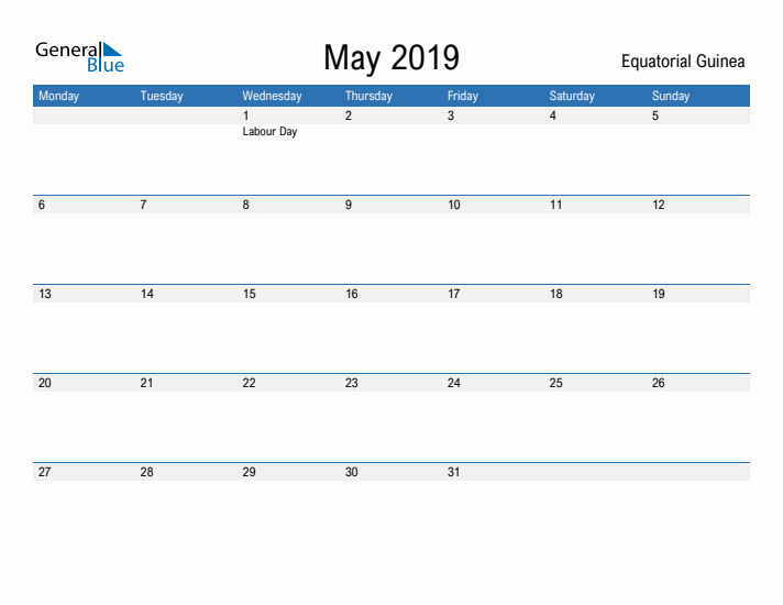 Fillable May 2019 Calendar