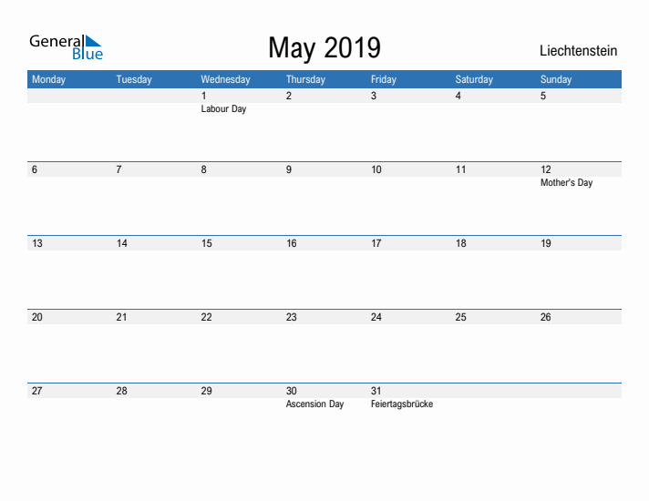 Fillable May 2019 Calendar