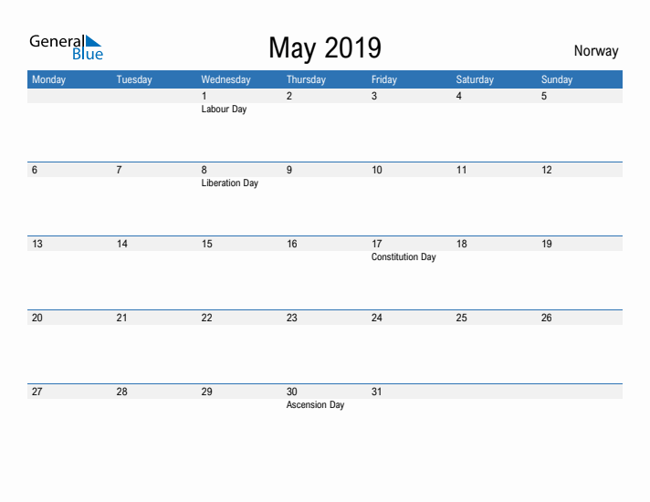 Fillable May 2019 Calendar