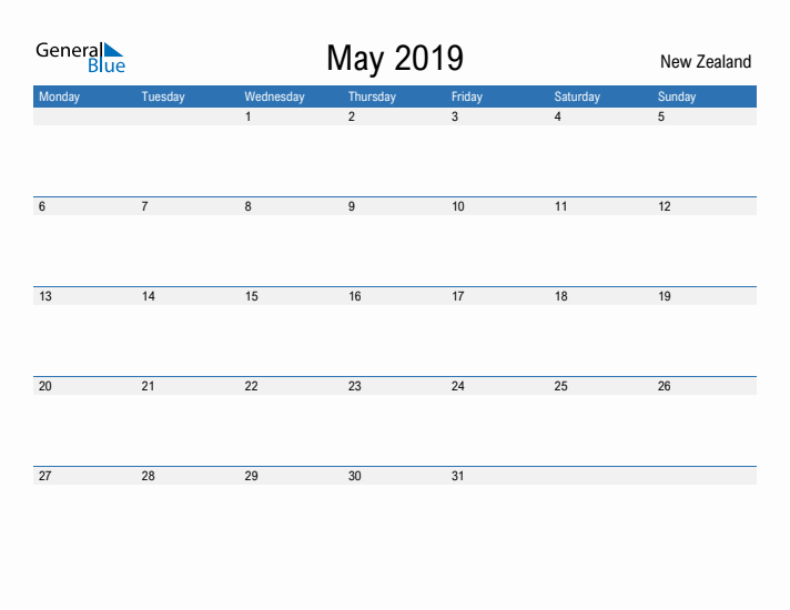 Fillable May 2019 Calendar