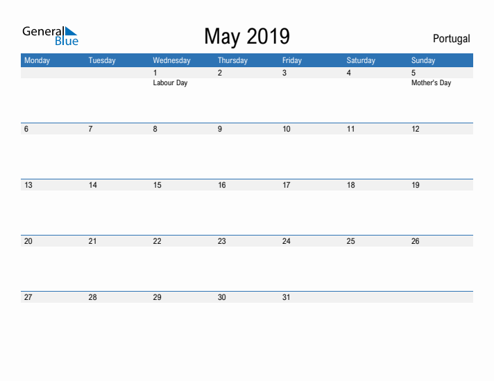 Fillable May 2019 Calendar