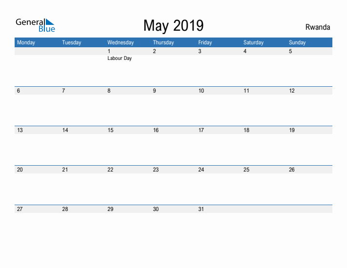 Fillable May 2019 Calendar