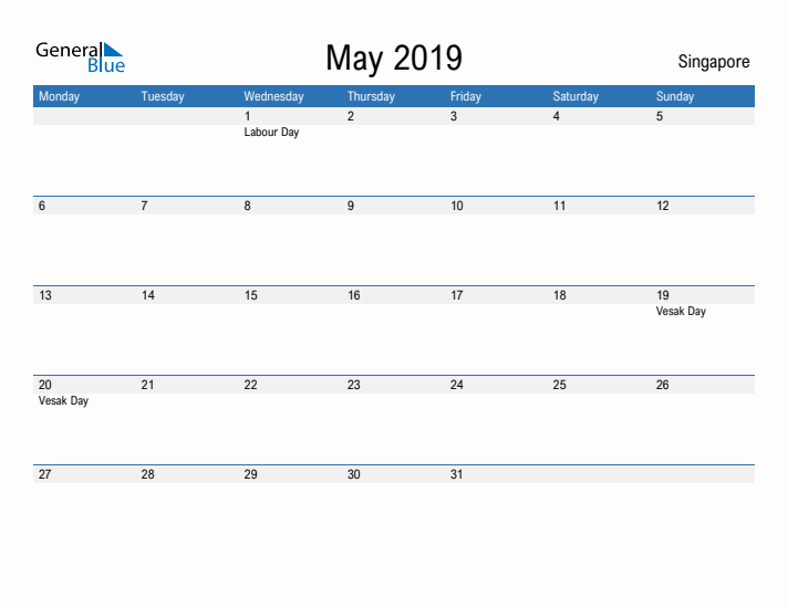 Fillable May 2019 Calendar