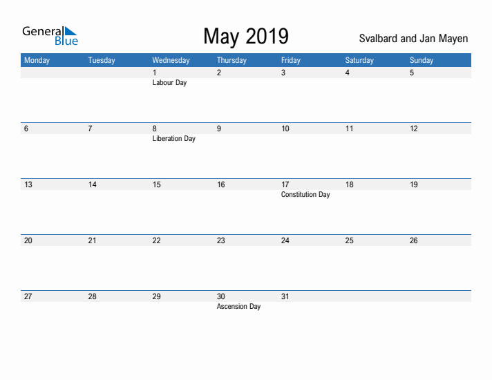 Fillable May 2019 Calendar