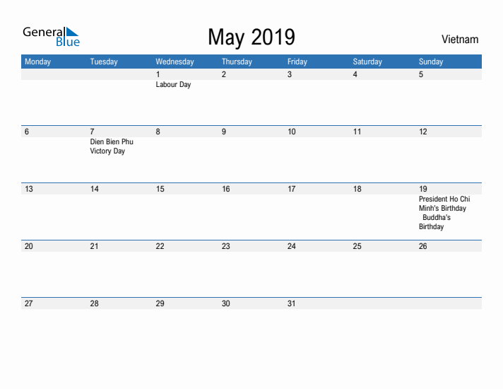 Fillable May 2019 Calendar