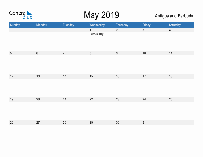 Fillable May 2019 Calendar