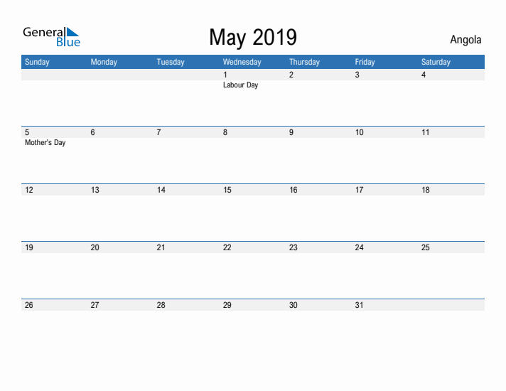 Fillable May 2019 Calendar