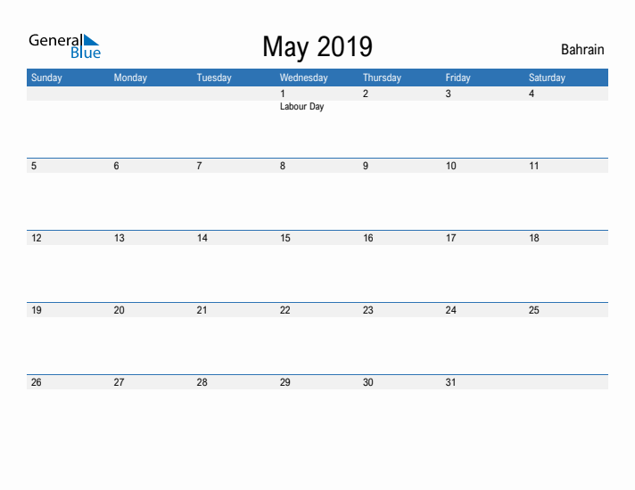 Fillable May 2019 Calendar