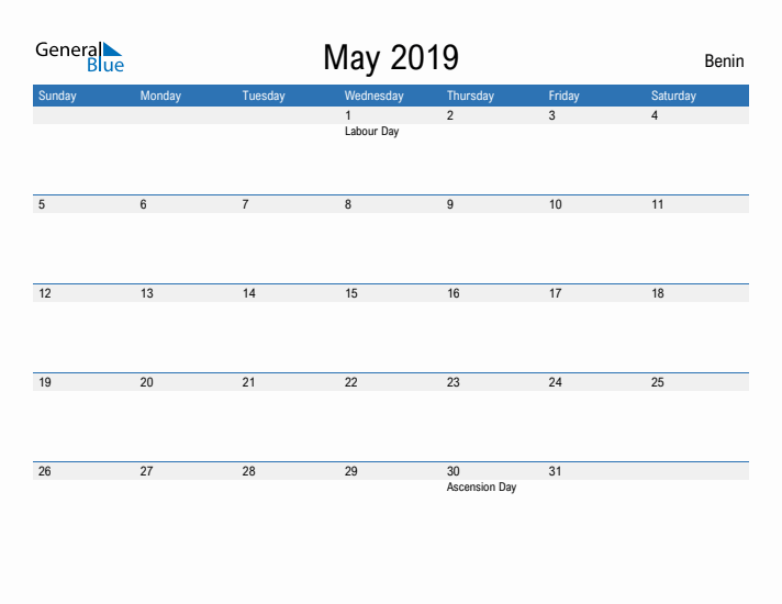 Fillable May 2019 Calendar