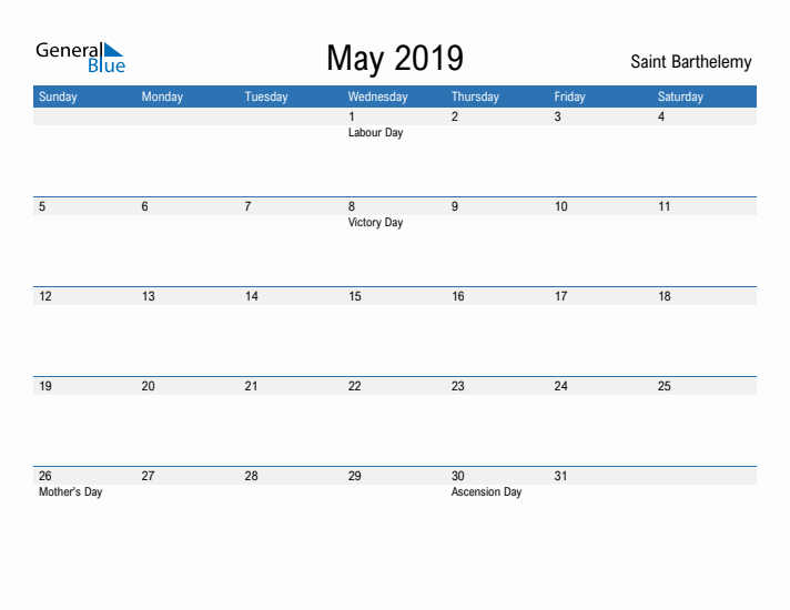 Fillable May 2019 Calendar