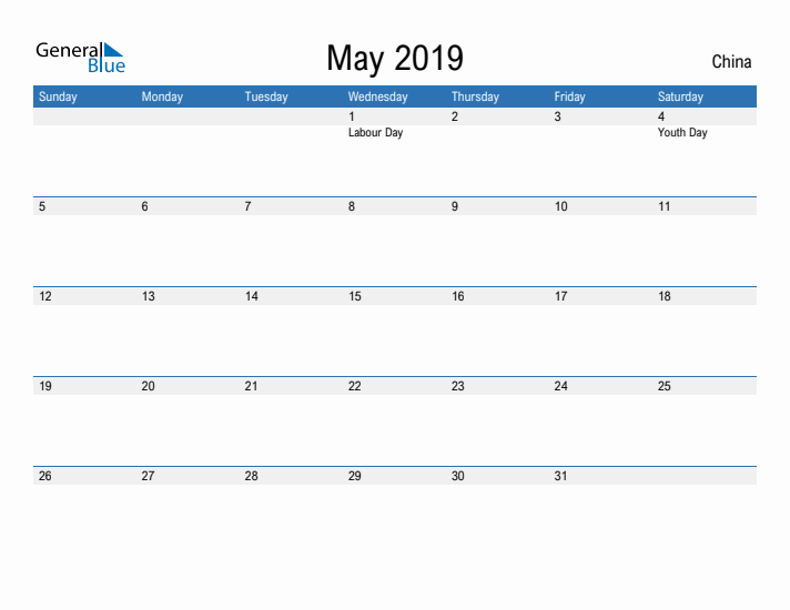 Fillable May 2019 Calendar