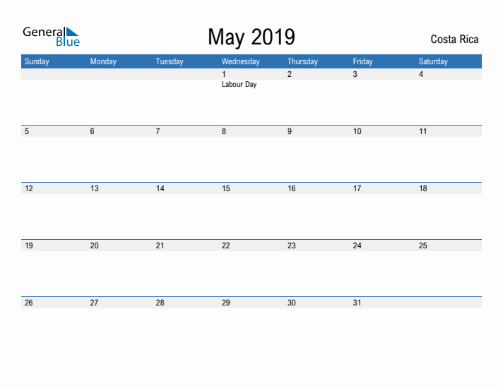 Fillable May 2019 Calendar