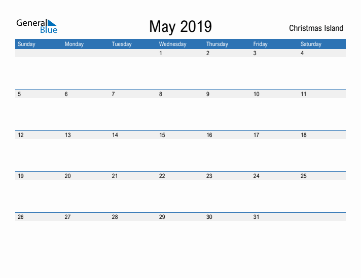 Fillable May 2019 Calendar