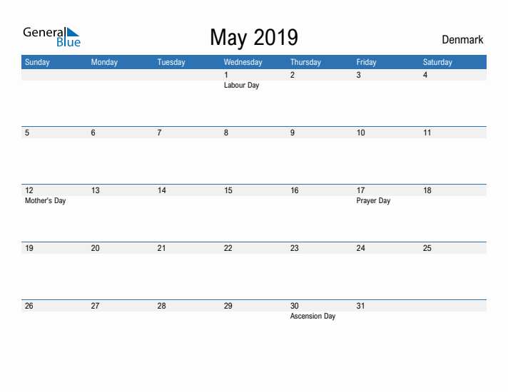 Fillable May 2019 Calendar