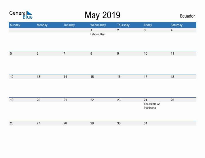 Fillable May 2019 Calendar