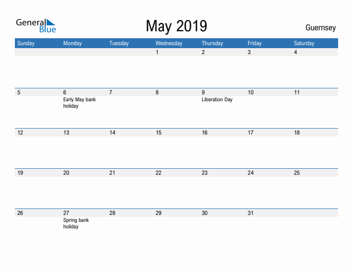 Fillable May 2019 Calendar