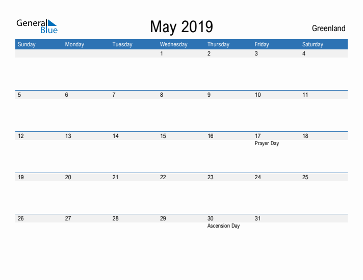 Fillable May 2019 Calendar