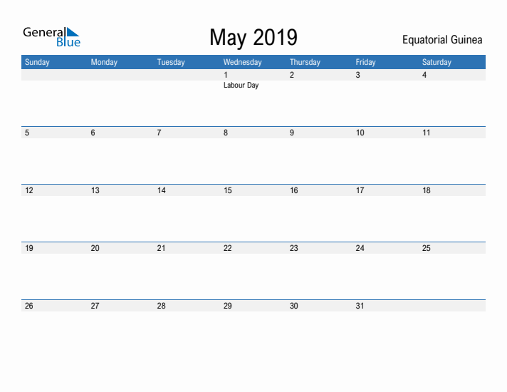 Fillable May 2019 Calendar