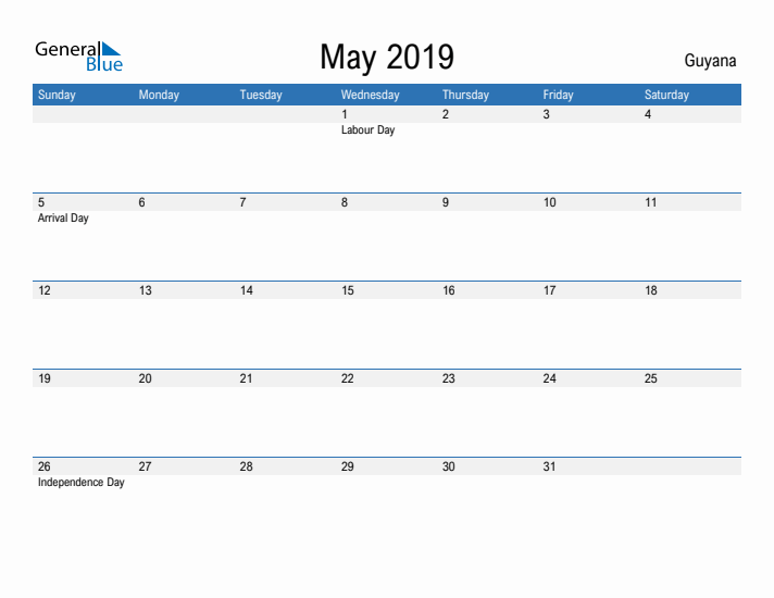 Fillable May 2019 Calendar