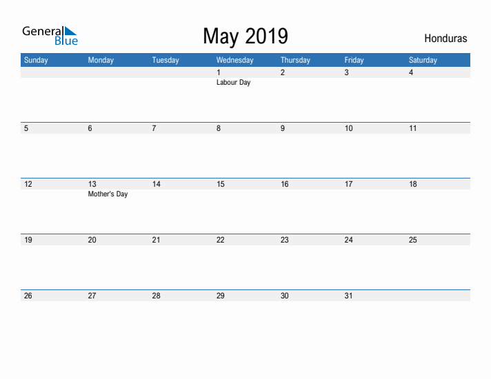 Fillable May 2019 Calendar