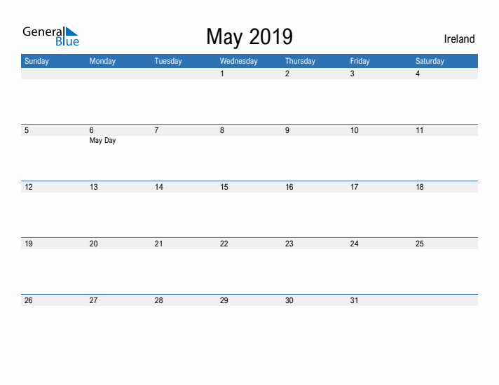 Fillable May 2019 Calendar