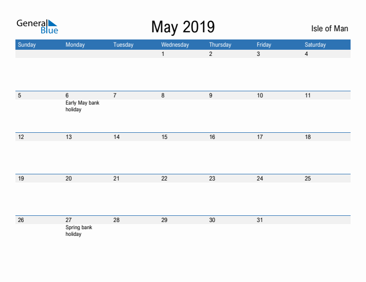 Fillable May 2019 Calendar