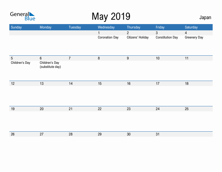 Fillable May 2019 Calendar