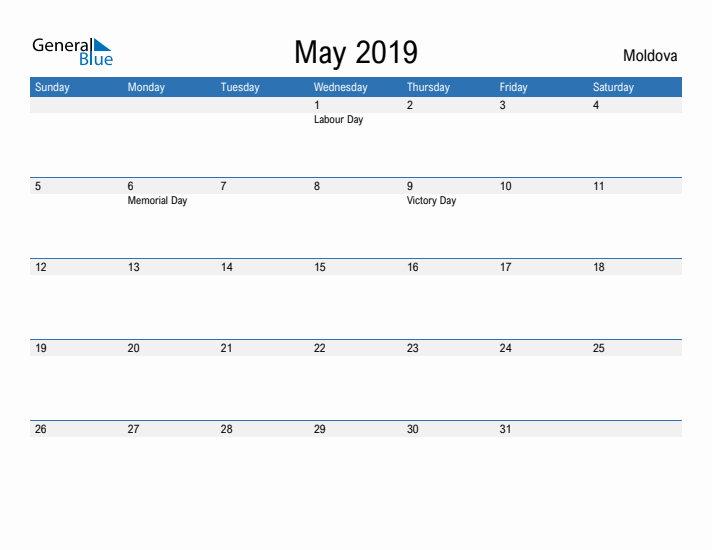 Fillable May 2019 Calendar